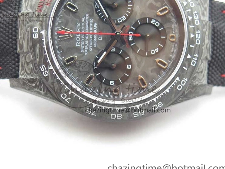 1218 WrinkleFree Daytona DIW Carbon OMF Best Edition Carbon Black Dial Red Hand on Black Nylon Strap A 2846